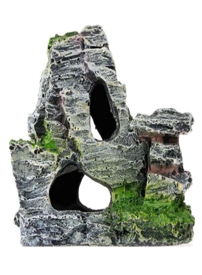 WaigN Artificial Moss Rock Aquarium Stone Cave - Resin Fish Tank Decor for Hiding and Landscaping, Small Mountain Terrain Ornament, Natural-Looking Habitat for Fish, Shrimp, and Reptiles, Decoration - Image 1